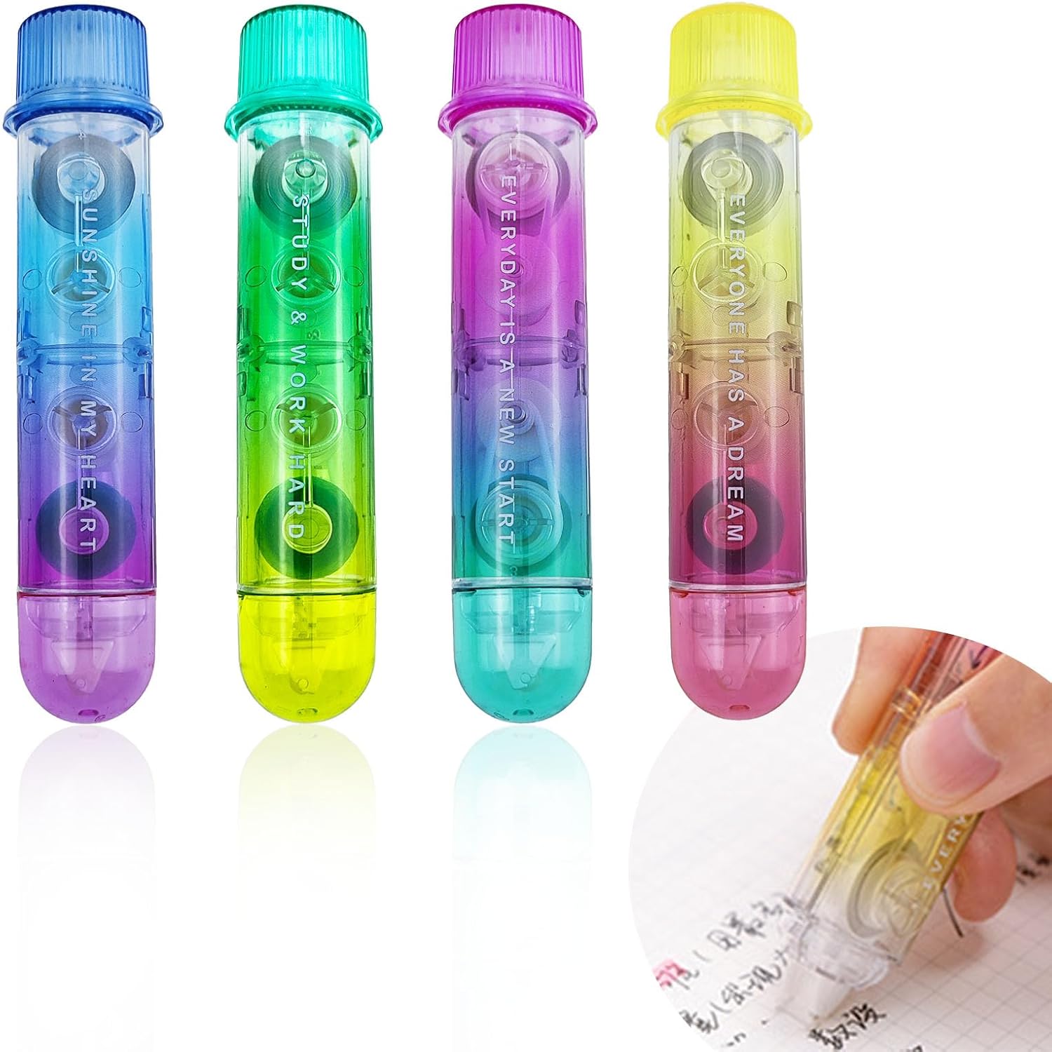 Correction Tape Roller - 4 упаковки 2 в 1, белая